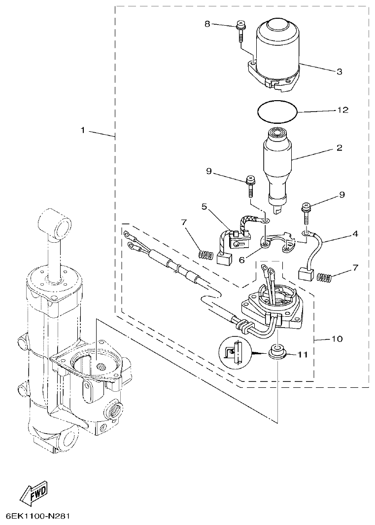 Yamaha F115B, FL115B, FL115BET POWER TRIM & TILT ASSY 2 parts diagram